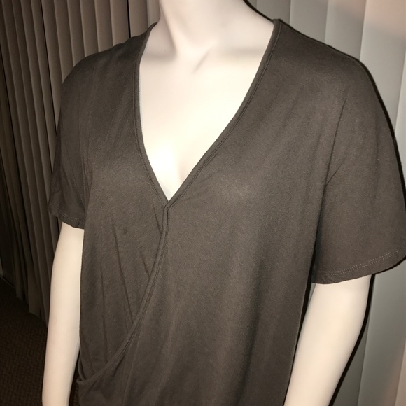 Grey Wrap Front Flowy Top - Picture 2 of 3